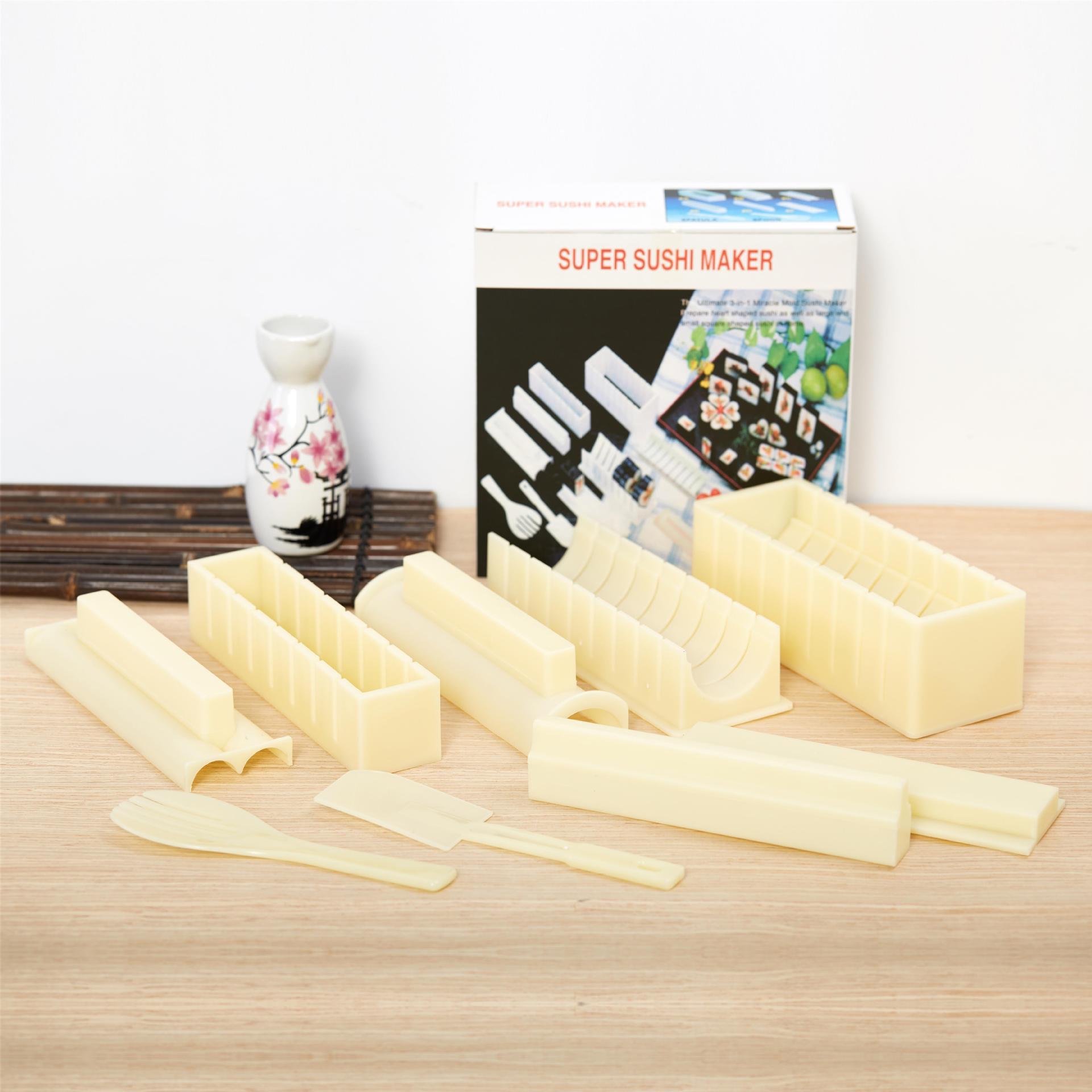 DIY寿司器海苔寿司模具方形圆形心形饭团料理工具10件套通版英文