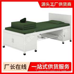 云创钢制单人床宿舍床行军床带储物铁床含床下柜单层床90cm
