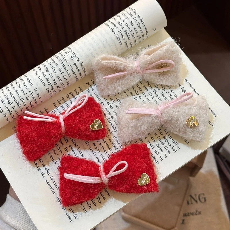 韩系金标爱心毛呢蝴蝶结发夹2026新款甜美少女风前额刘海侧边夹,饰品/流行首饰/时尚饰品新,发饰,淘宝优惠券,粉丝福利购,淘宝优惠卷