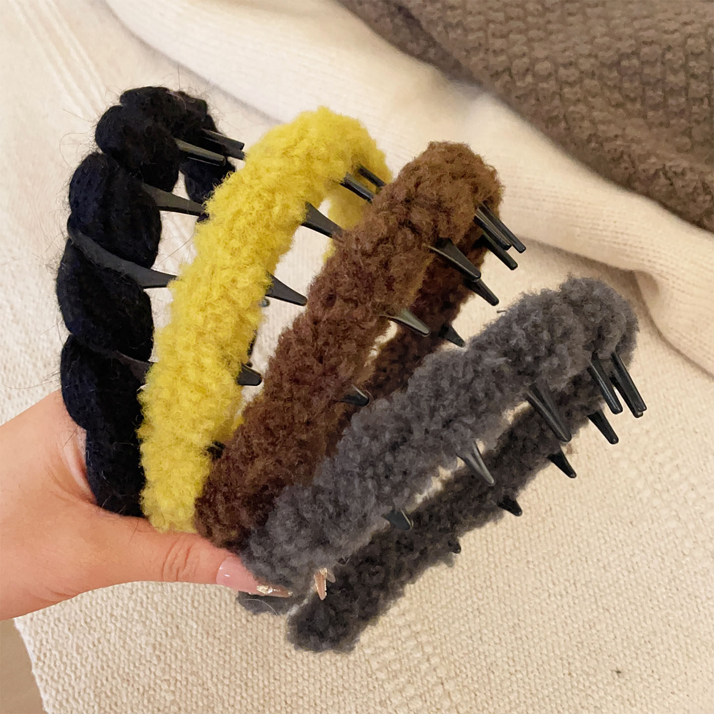 2025新款卷毛绒发箍高颅顶洗脸防滑带齿头箍日常通勤正反两戴头箍,饰品/流行首饰/时尚饰品新,发饰,淘宝优惠券,粉丝福利购,淘宝优惠卷