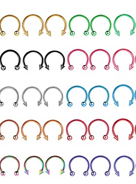 不锈钢C型环鼻环马蹄环耳钉人体穿刺 纹身饰品欧美亚马逊