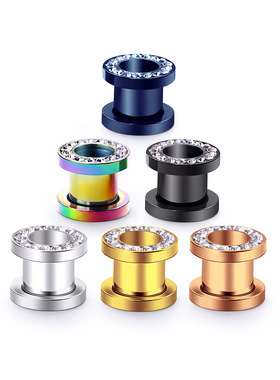 不锈钢金属镶钻耳扩扩耳器人体穿刺耳廓欧美流行饰品亚马逊推荐款