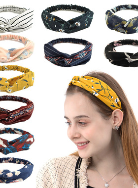 亚马逊速卖通韩国交叉松紧发带雪纺发箍女士头带发饰韩版头饰发圈