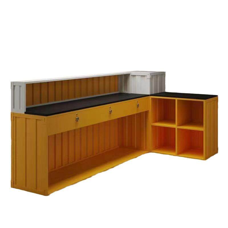 铁艺吧台集装箱收银台奶茶店酒吧柜台复古健身馆前台接待台工业风