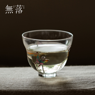 创意景泰蓝掐丝珐琅主人杯功夫茶具透明耐热玻璃个人品茗杯 无落