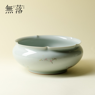 家用茶洗陶瓷茶渣缸桌面大水盂茶水缸功夫茶具茶道配件杯洗 无落