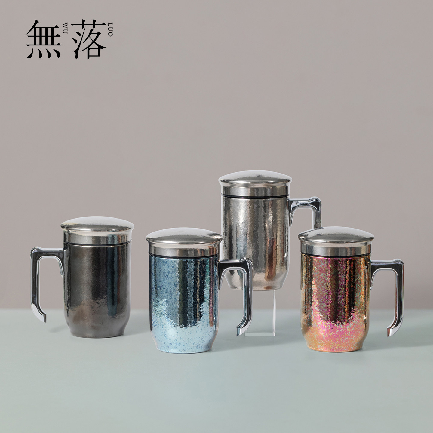 无落纯钛保温办公杯轻奢高档手把焖茶泡茶杯高端男士钛杯马克杯