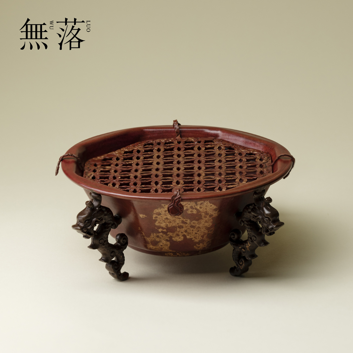 无落 纯紫铜鎏金蓄水壶承高端复古三足干泡盘小茶台功夫茶具茶盘