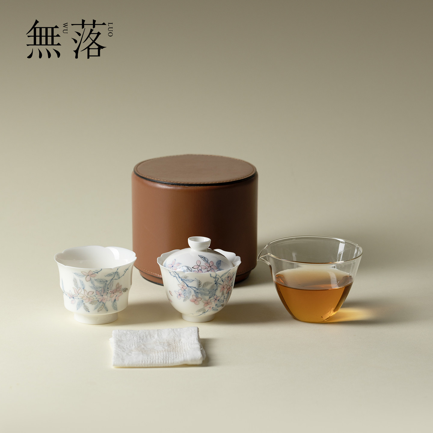 无落 高档手绘陶瓷青花粉彩盖碗一壶两杯车载户外旅行茶具收纳包,餐饮具,旅行茶具,淘宝优惠券,粉丝福利购,淘宝优惠卷