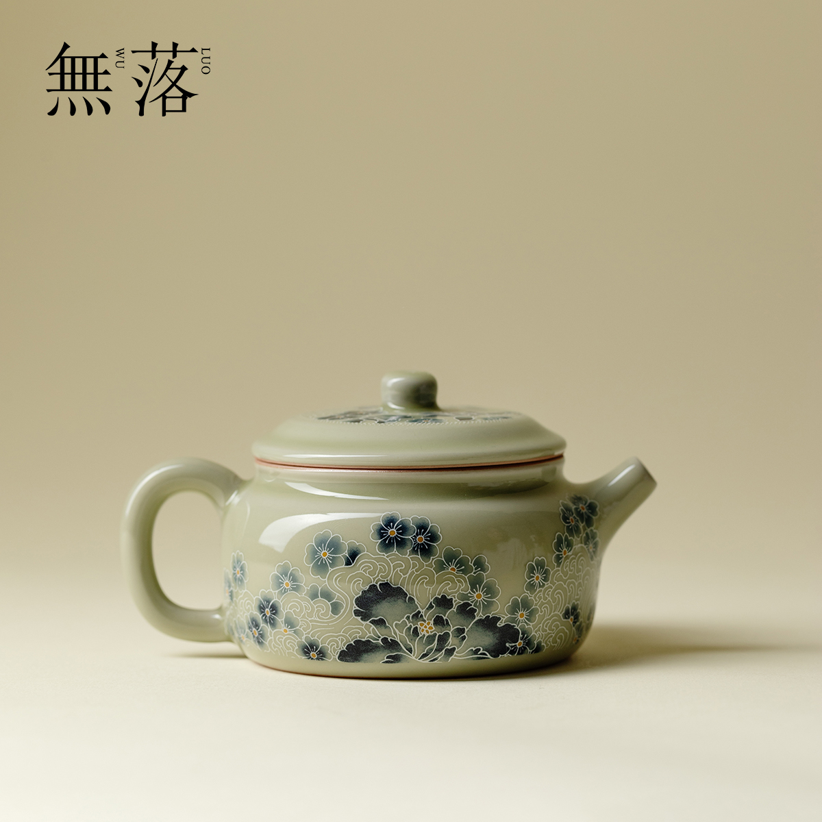 无落蝶舞繁花青花银彩茶壶高档陶瓷泡茶壶家用功夫茶具带过滤单壶