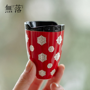 轻奢故宫红宝相花小茶杯高端陶瓷错金银彩品茗杯客杯闻香杯 无落