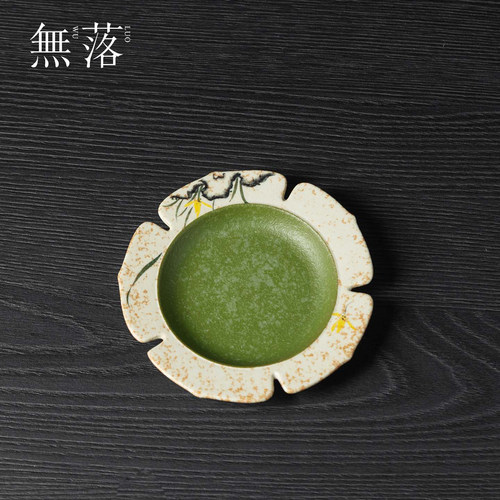 无落手绘小青柑高颜值传统手工杯垫茶杯咖啡杯托盘金兰花陶瓷茶托