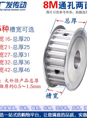 两面平 8M36齿/T 8M同步轮 AF型 槽宽16/21/27/32/42 内孔8-20mm