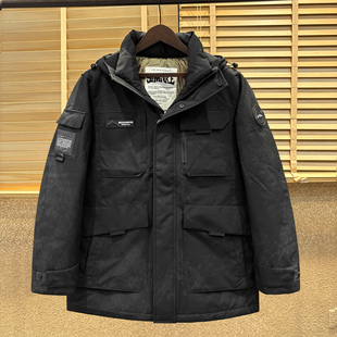 专柜撤柜95白鹅绒男士迷彩工装羽绒服高充绒量极寒防寒外套男加厚