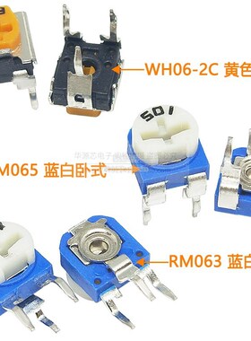 RM065/063卧式立式蓝白可调电阻WH06-2 100R-1M 1K2K5K10K20K100K