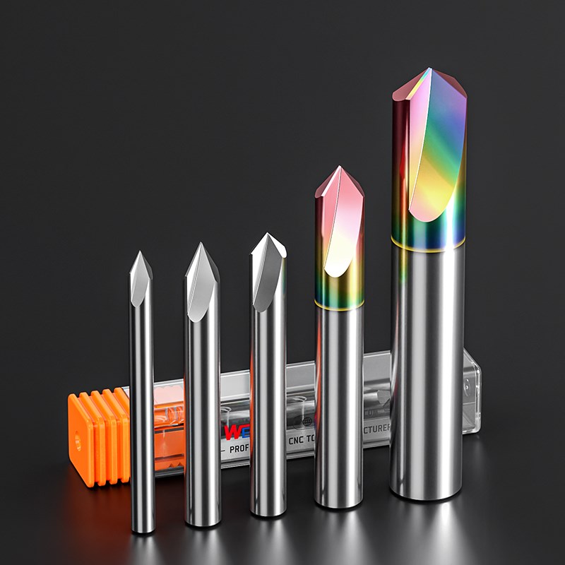 威特双刃直槽V型倒角刀合金钨钢铣刀亚克力倒角铝用倒角刀定点钻