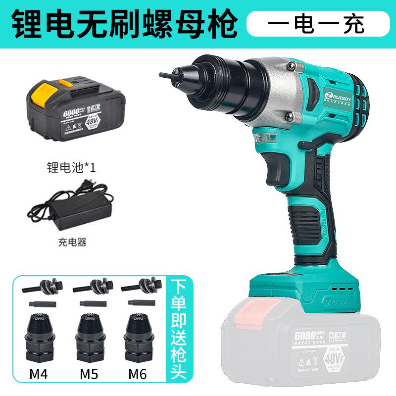 瑞仕大艺电动铆钉枪抽芯铆钉枪家用充电式锂电拉帽枪拉铆螺母枪