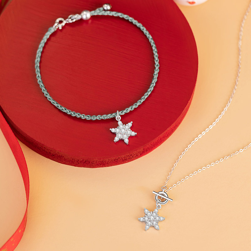 雪花纯银925项链小众设计