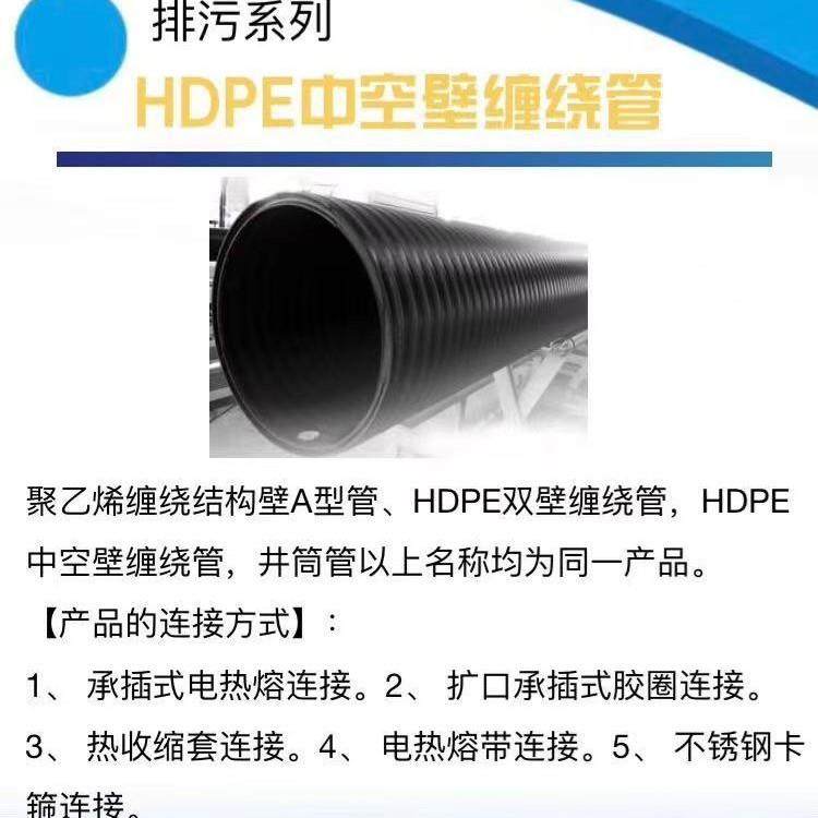 HDPE中空壁缠绕管dn300地下排污管