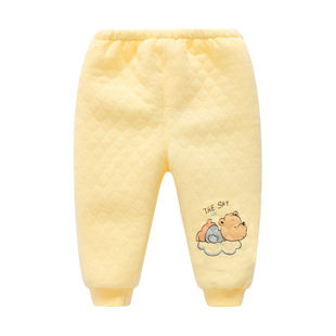 婴儿长裤宝宝夹棉保暖裤0-12个月冬纯棉新生儿裤子可开档男女卫生