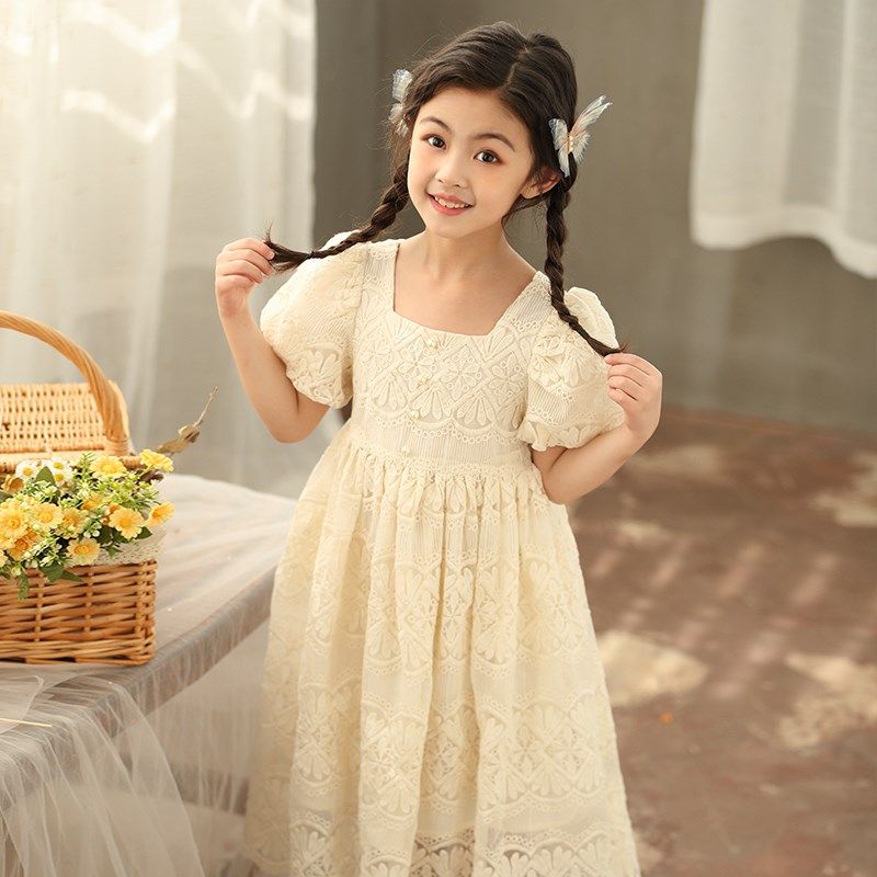 女童公主蕾丝裙2024夏季新款儿童法式茶歇气质长裙仙女风提花裙,童装/婴儿装/亲子装,连衣裙,淘宝优惠券,粉丝福利购,淘宝优惠卷