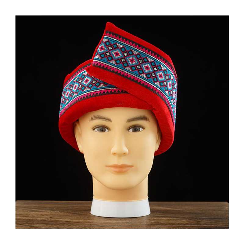 新款少数民族独角帽子男彝族傣族苗族佤族壮族男帽子民族舞蹈头饰