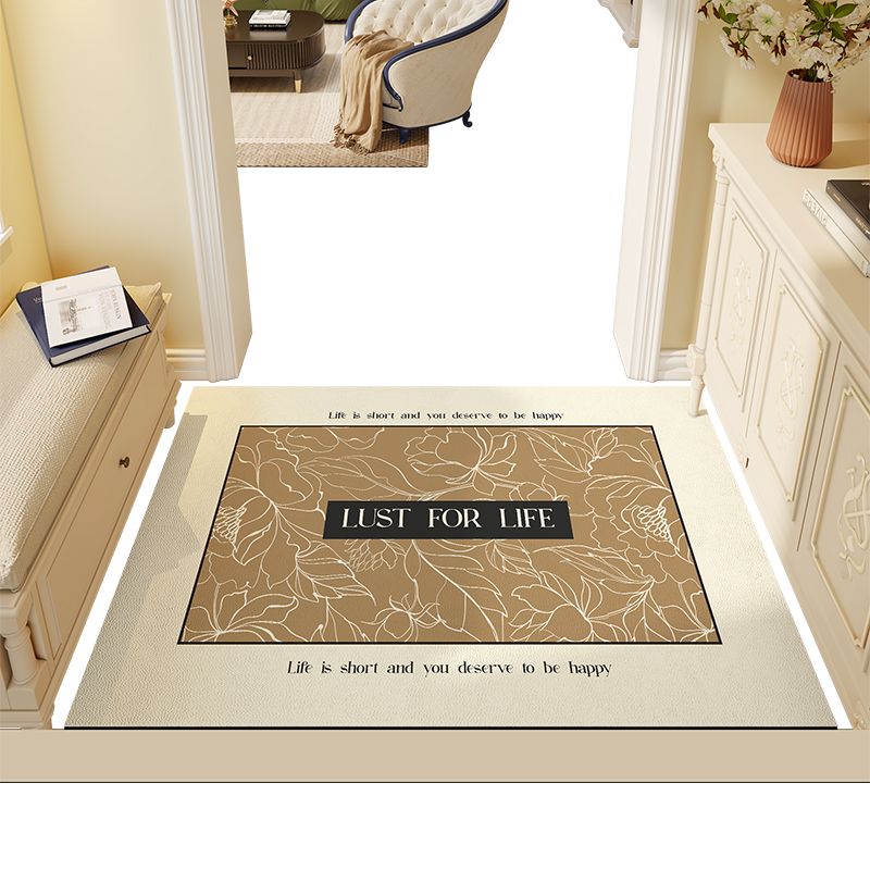 大江地垫入户门法式皮革门垫进门门口脚垫新房花朵玄关垫防水地毯