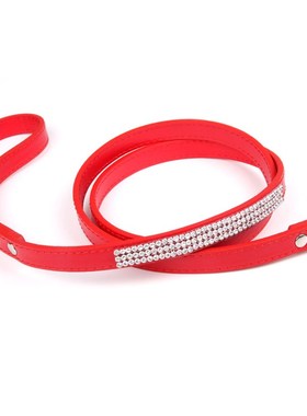 闪亮水钻装饰遛猫遛狗狗防走丢牵引带小型中型犬外出红色黑色狗带