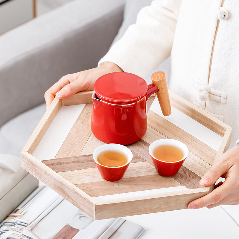 陶瓷便携式旅行茶具套装一壶两杯快客杯户外泡茶壶茶杯小套收纳包