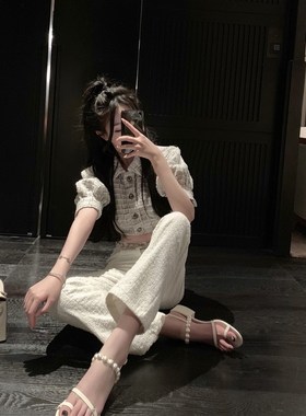 viola 白色毛呢牛仔裤春季长裤牛仔裤女2022年新款高腰质感牛仔裤