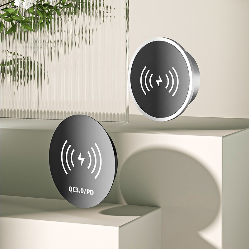 桌面嵌入式无线充电器万能通用免插电USB暗藏式手机无线充电模块