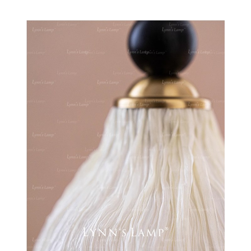 Lynns立意 卧室床头单头吊灯 实木法式卧室布艺角落田园风吊线灯