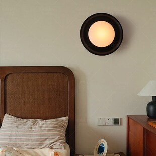 美式中古床头壁灯墙灯卧室新款装饰氛围免接线充电玄关走廊过道灯