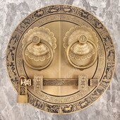 加厚中式 复古木门插销门锁铜把手仿古纯铜别墅大门铜拉手铜门环