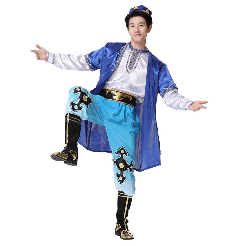 少数民族服装男成人新疆维吾尔族舞蹈演出舞台哈萨克民族特色服装