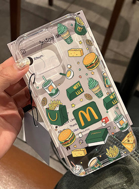 绿色m记手机壳适用于苹果16华为mate50麦门p60卡通iPhone13promax卡通17小米12潮牌nova14超火11网红pura70套