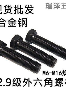 12.9级高强度外六角螺丝螺栓 M6M8M10M12M14M16X加长外六角螺栓