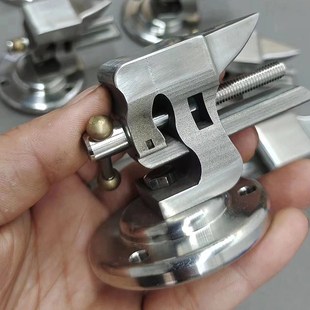 手工一寸迷你304不锈钢u小台钳带砧台手作工具手表维修摆件铁砧子