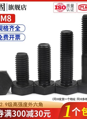12.9级合金钢外六角螺丝高强度螺栓螺丝钉加长M6M8*16/20/Z25/30