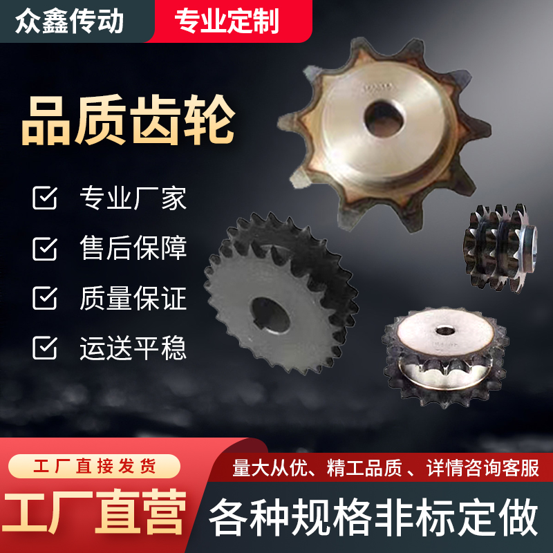 定做链轮齿轮链条配件大全机械传动E功业链轮双排单排双驱齿条非