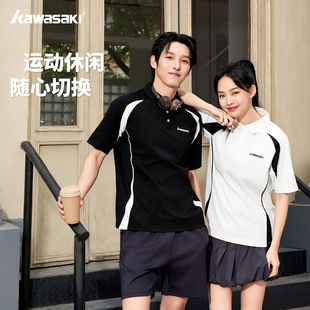 川崎POLO衫男女2026新款情侣夏宽松翻领T恤羽毛球网球服运动短袖