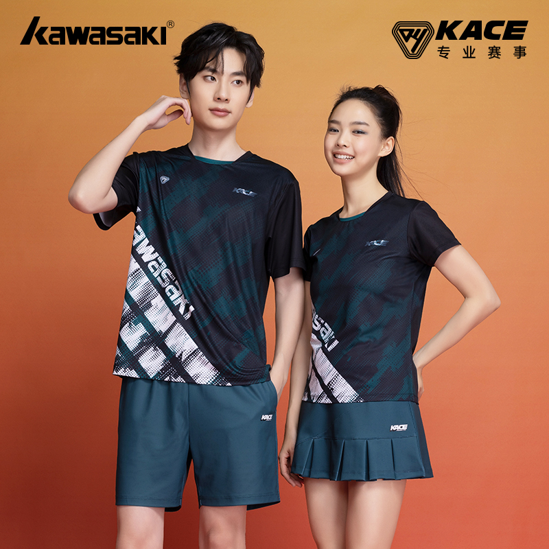 川崎比赛羽毛球服男女运动T恤