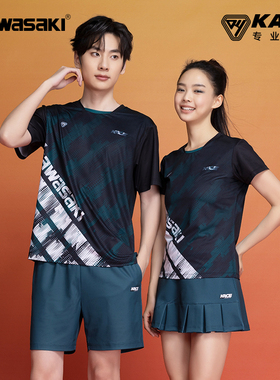 Kawasaki川崎KACE比赛羽毛球服男女同款速干透气吸汗专业运动T恤