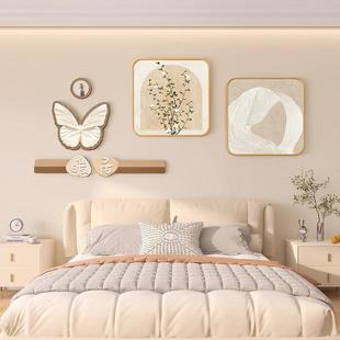 奶油风格卧室床头装饰画无障碍豪华高端主卧室背景墙挂画无打孔壁