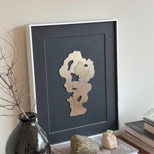 现代装置艺术金属不锈钢挂画小众中古高级客厅装饰画