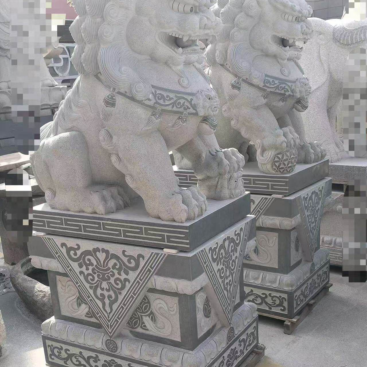 中式石雕狮子摆件汉白玉精雕传统石狮子工艺品狮子雕像大型摆件