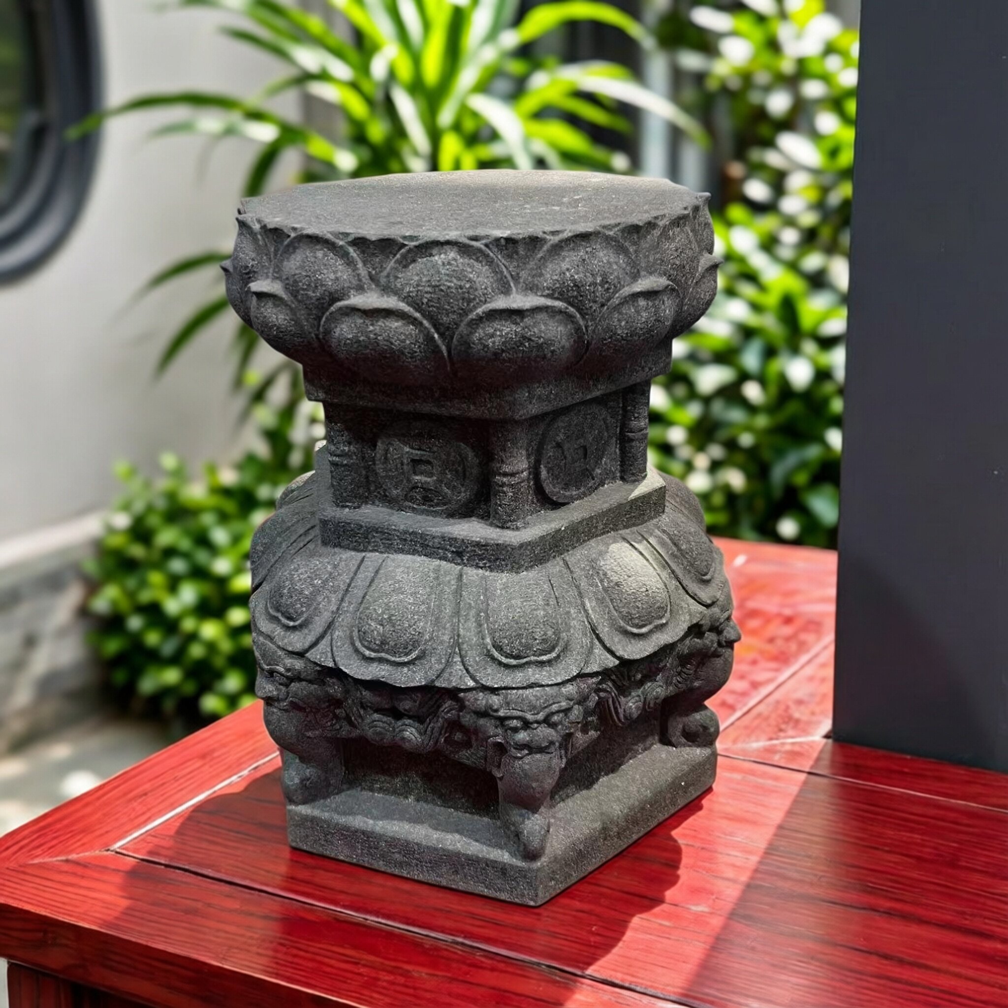 底座大全青砂石莲花观音底座底垫加高通用型摆件如来佛坐台工艺品