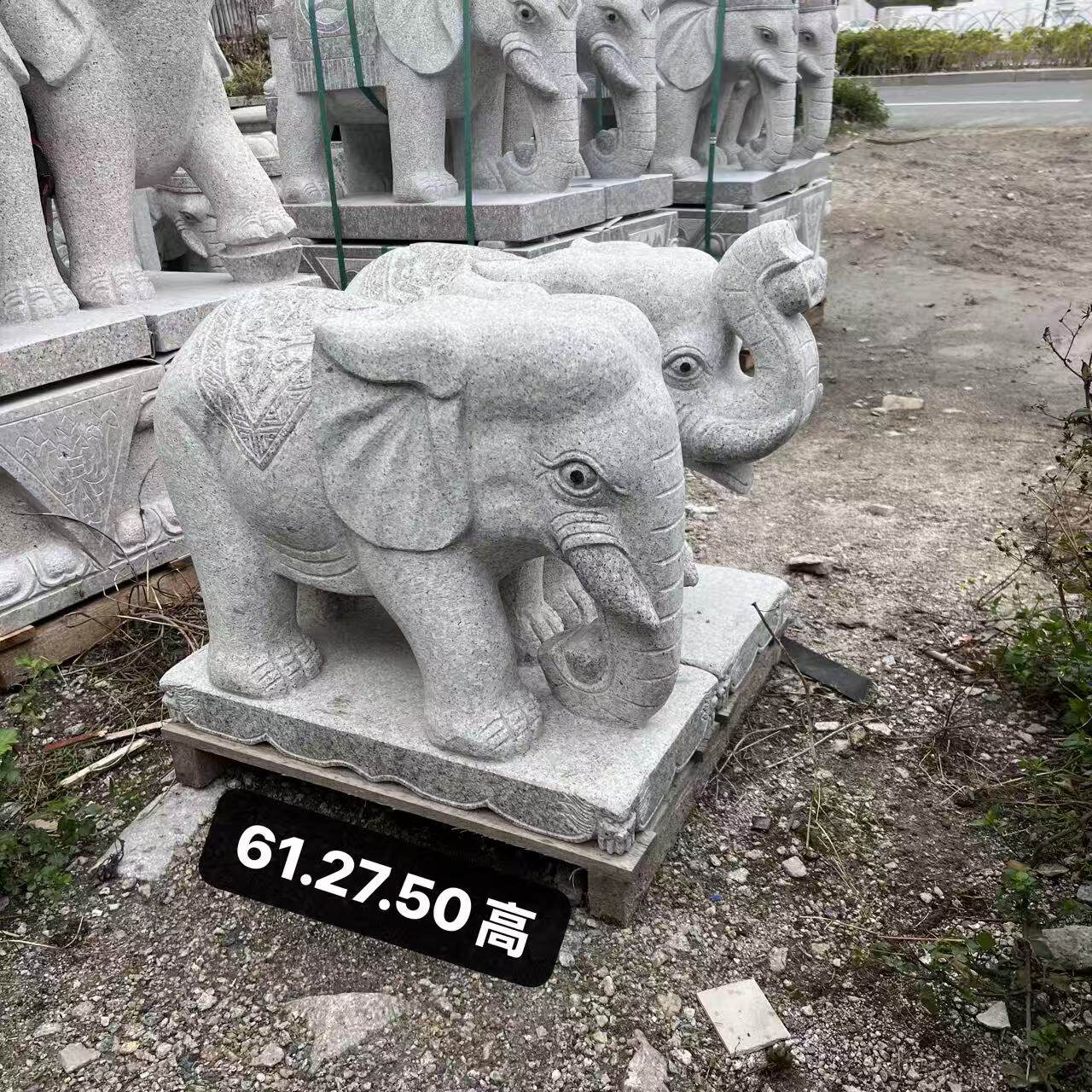 石雕大象摆件灰色石材雕刻工艺品庭院装饰石雕像家居招财吉祥镇宅