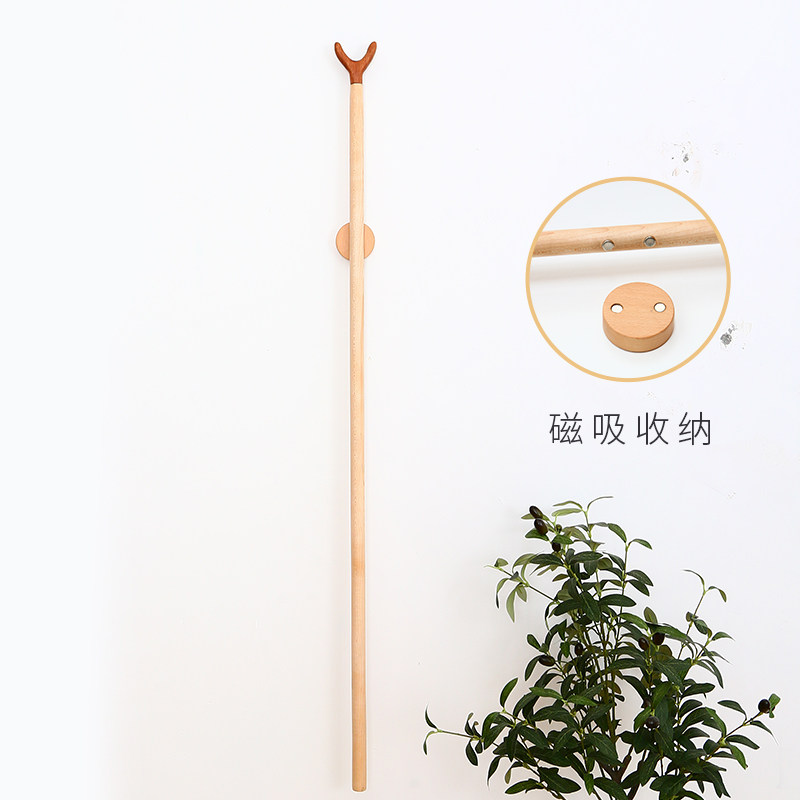 实木拿衣杆商场挂衣杆免打孔衣叉服装店挑衣磁吸晾衣取衣晒衣木杆