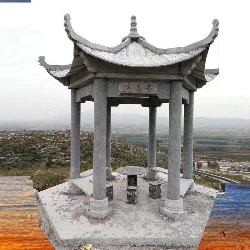 出售美观时尚环保石雕凉亭双层六角花岗岩石雕休闲装饰亭子